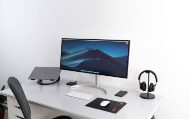 Desk with computer